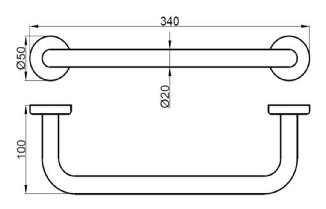 Chrome 340mm Straight Grab Rail - DIAC0150