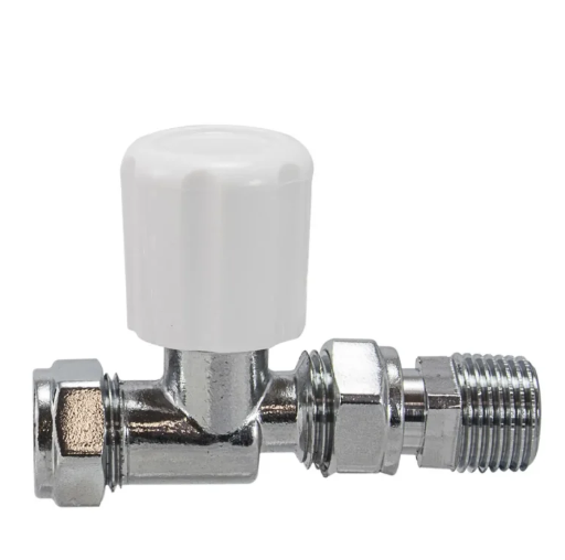 Chrome And White Straight Radiator Wheelhead And Locksheild Valve - 312825