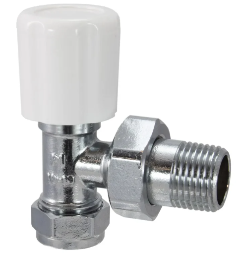 Chrome And White Angled Radiator Valve 10mm - 312850