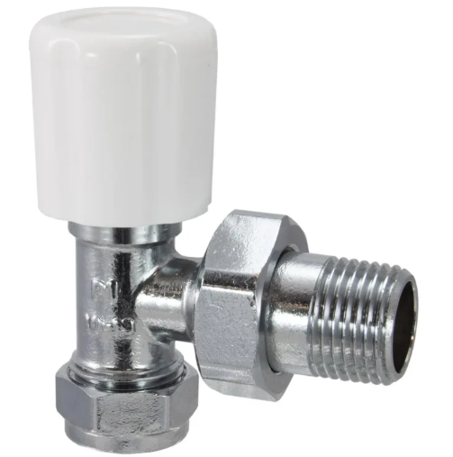 Chrome And White Angled Radiator Valve 3/4 Union - 312854