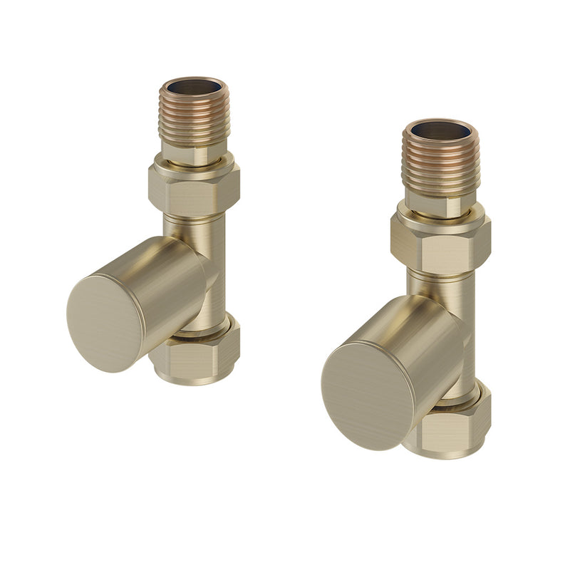 Eastbrook Brushed Brass Straight Radiator Valves (PAIR) - 41.0609
