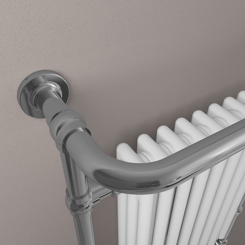 Eastbrook Isbourne 940x600mm Traditional Heated Towel Rail Chrome & White - 41.1000