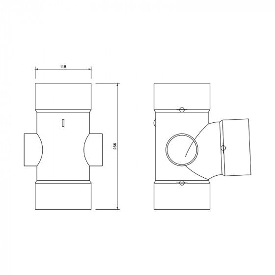 FloPlast SS191B 110mm Solvent Soil Triple Socket Branch - Black