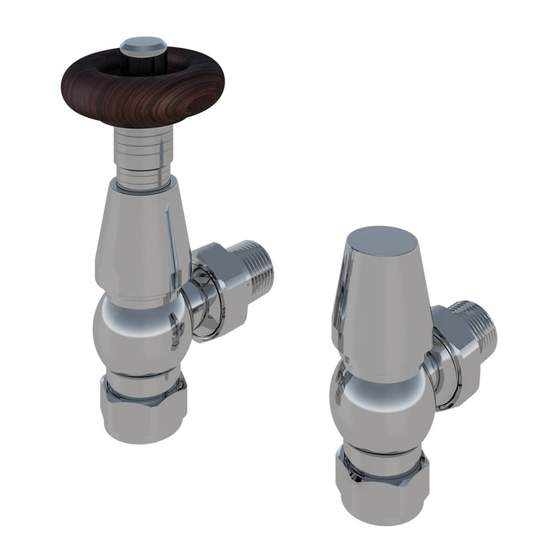 Eastbrook Chrome Traditional Angled Thermostatic Radiator Valve & Lockshield - 54.0008