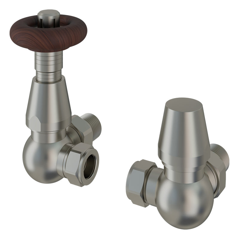Eastbrook Satin Nickel Traditional Corner Thermostatic Radiator Valve & Lockshield - 54.0011