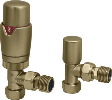 Brushed Brass Angled TRV & Lockshield Pack - 690198