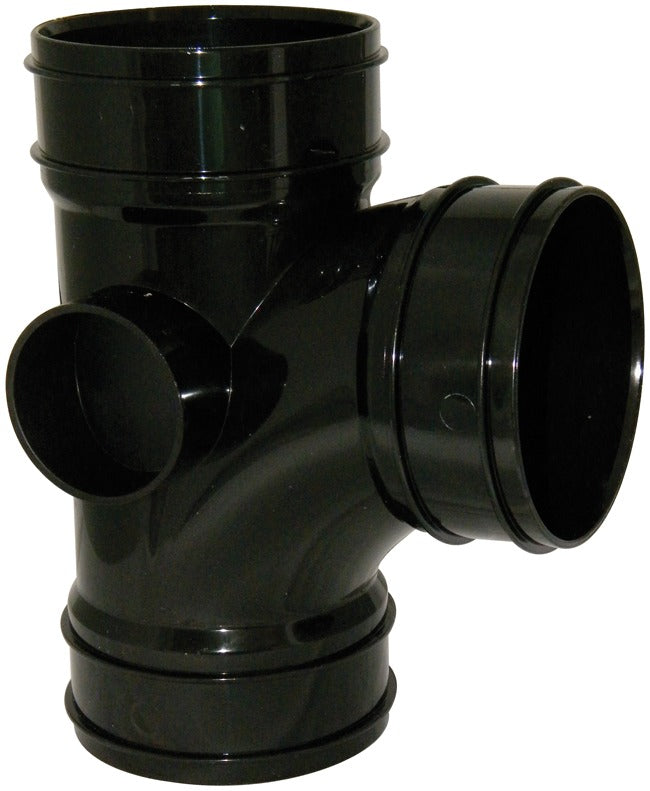 FloPlast SS191B 110mm Solvent Soil Triple Socket Branch - Black