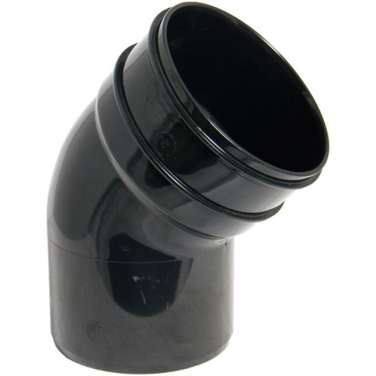 FloPlast SS435B 110mm Solvent Soil 135° Single Socket Offset Bend - Black