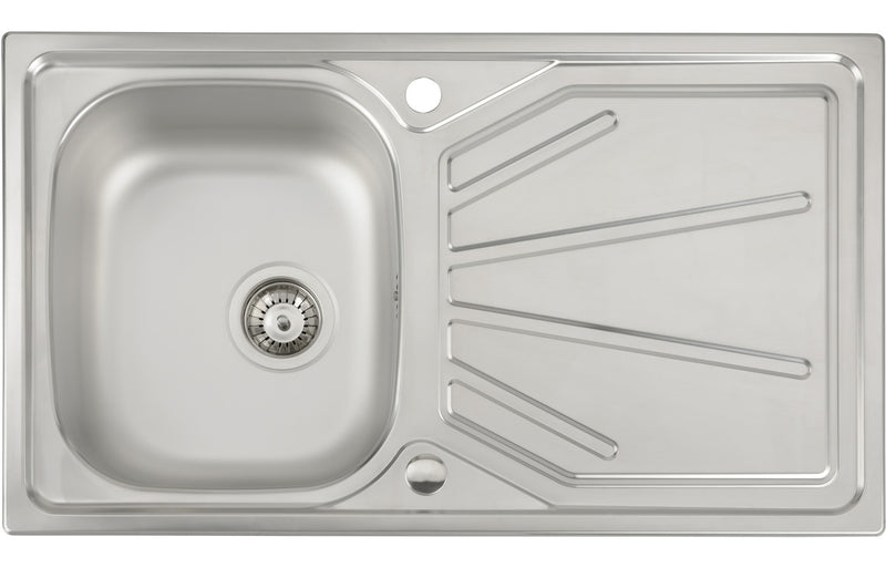 Abode AW5054 Trydent 860x500mm 1 Bowl Inset Sink - Stainless Steel