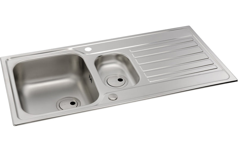 Abode AW5057 Connekt 1.5 Bowl & Drainer Inset Sink - Stainless Steel