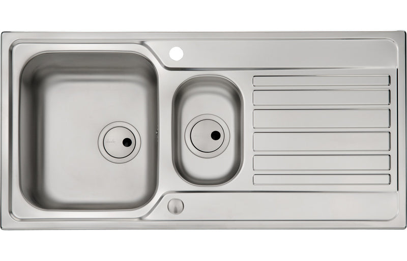Abode AW5057 Connekt 1.5 Bowl & Drainer Inset Sink - Stainless Steel