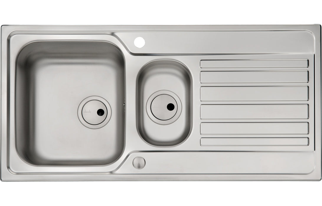 Abode AW5057 Connekt 1.5 Bowl & Drainer Inset Sink - Stainless Steel