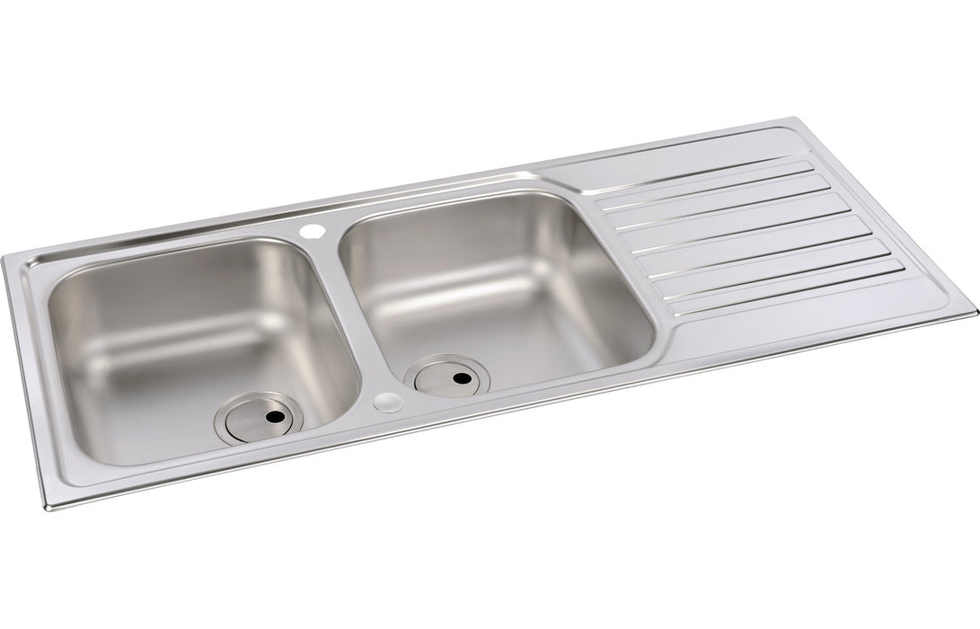Abode AW5060 Connekt 2 Bowl & Drainer Inset Sink - Stainless Steel
