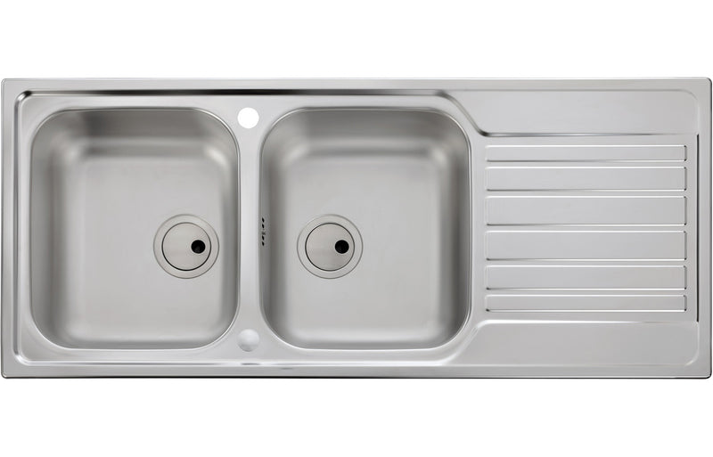 Abode AW5060 Connekt 2 Bowl & Drainer Inset Sink - Stainless Steel