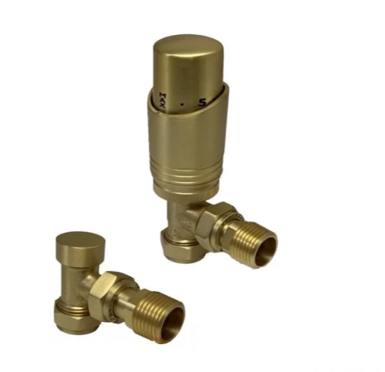 Kartell Angled Brushed Brass Twin Pack TRV And Locksheild - BR-TRV301A