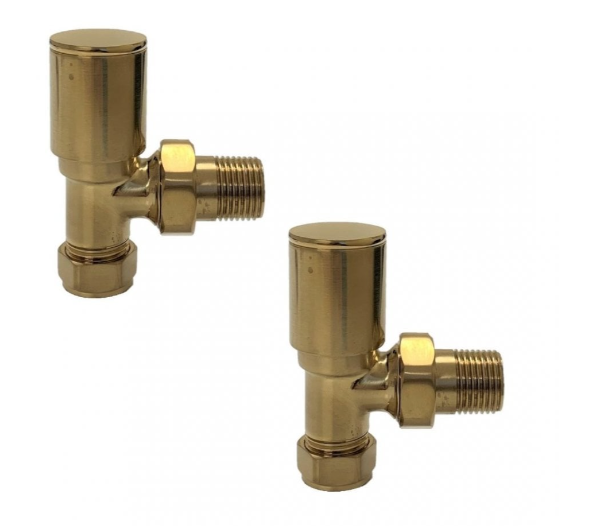 Kartell Angled Brushed Brass Radiator Valve - BRASS-ANG
