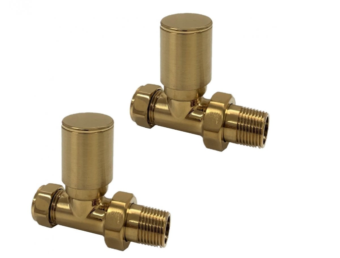 Kartell Straight Brushed Brass Radiator Valve - BRASS-STR