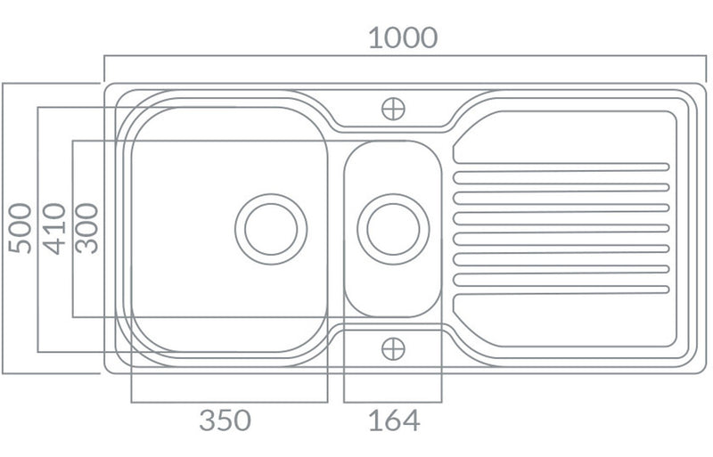 Prima CPR032 Deep 1000x500mm 1.5 Bowl Inset Sink - Stainless Steel