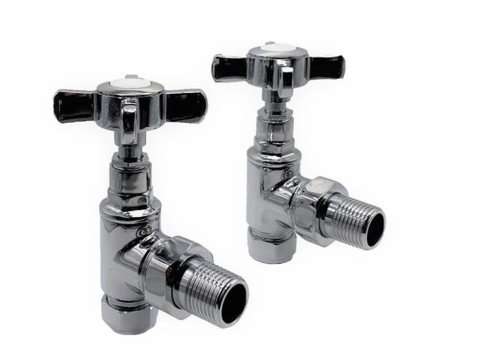 Kartell Chrome Angled Cross Head Radiator Valve - CROSS-ANG