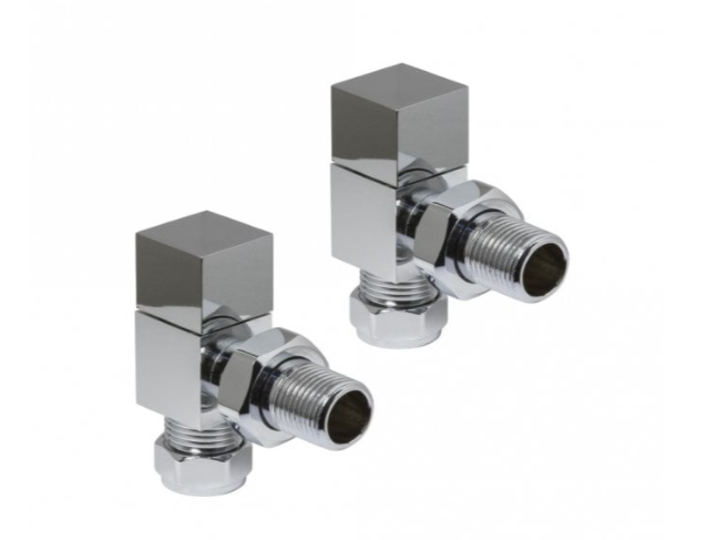 Kartell Chrome Angled Squared Radiator Valve - CUBE-ANG