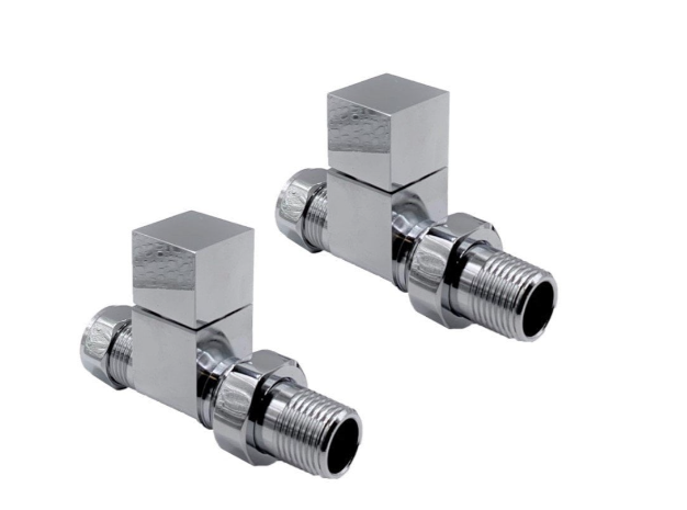 Kartell Chrome Straight Squared Radiator Valve - CUBE-STR