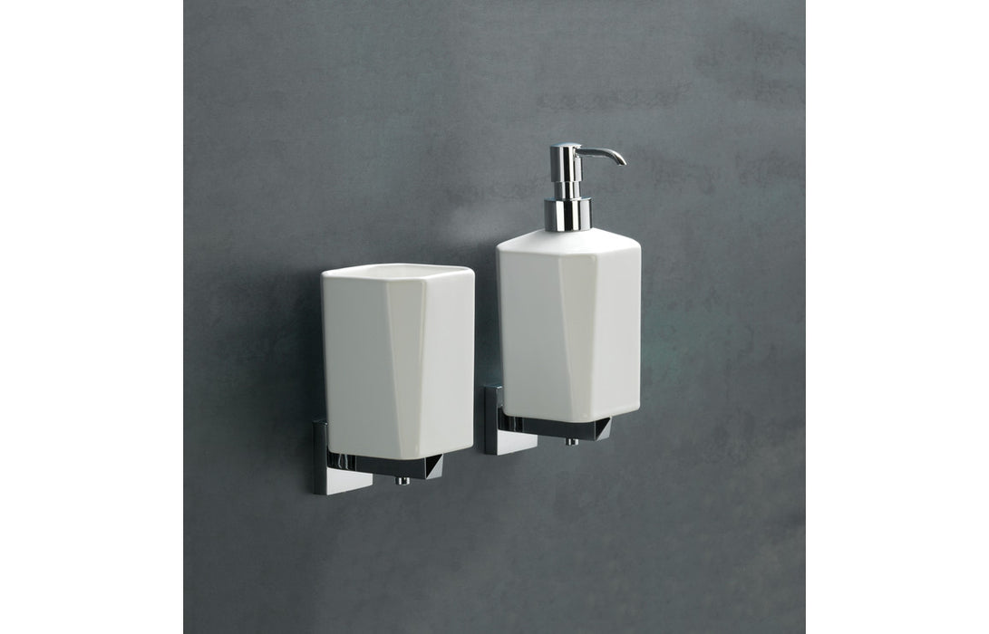 Vitti Chrome & White Wall Mounted Soap Dispenser - DIAC0086