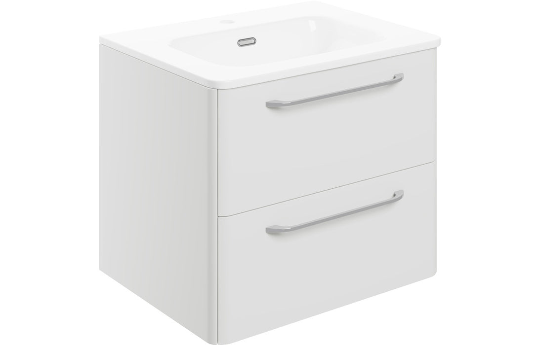 Gatsby Wall Hung 2 Drawer Unit And Basin With Chrome Handles - White Gloss - DIFTP2180