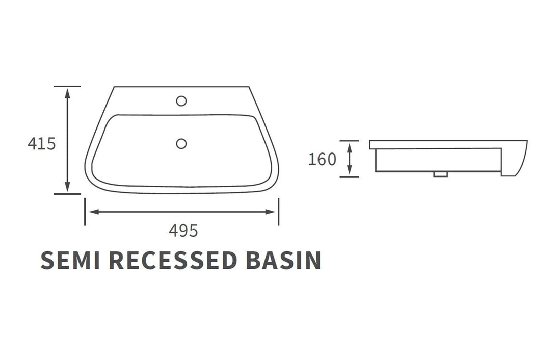 Tilia Semi Recessed Basin - DIPB1344