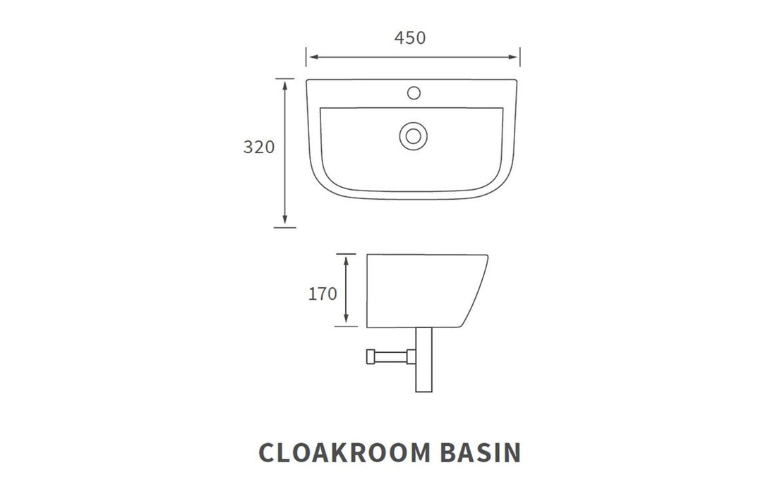 Cedarwood Cloakroom Basin With Matt Black Bottle Trap - DIPBP0338