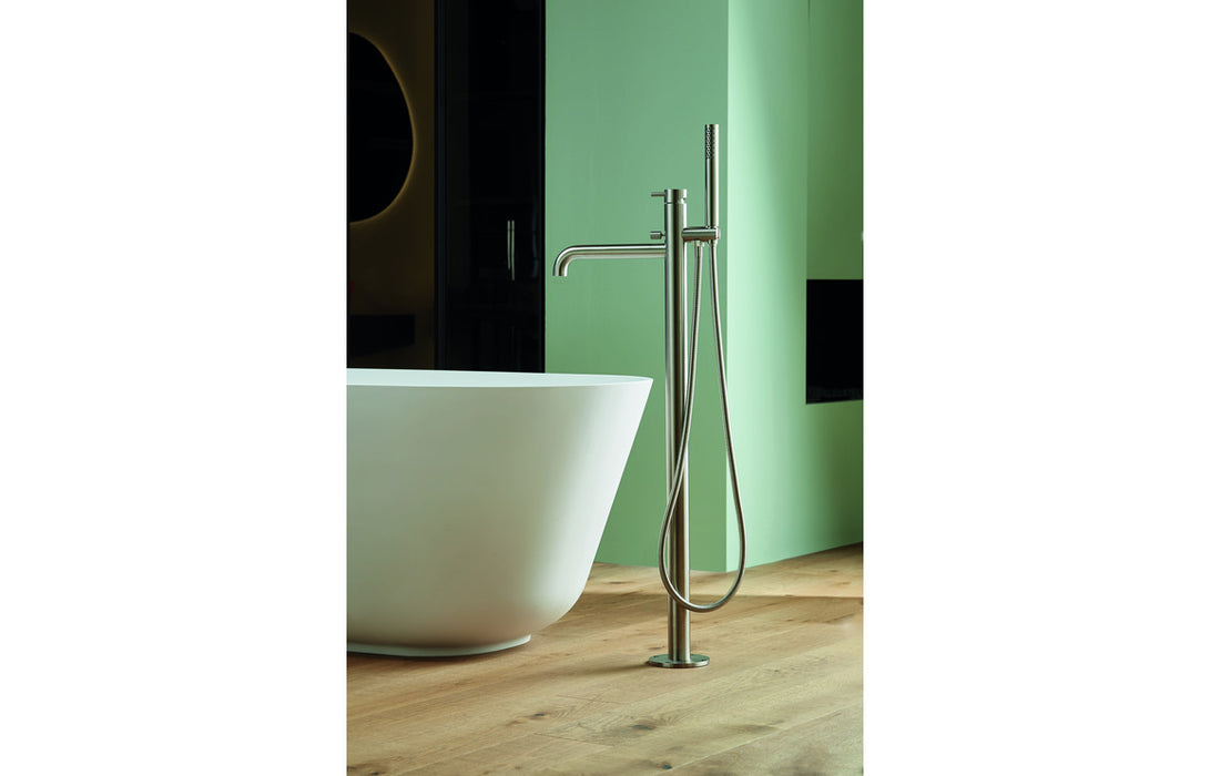 Vema Tiber Floor Standing Bath Shower Mixer Stainless Steel - DITB1066