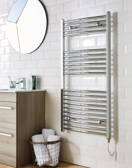 Kartell 500x800mm Straight Electric Heated Towel Rail Chrome - ESTR508C