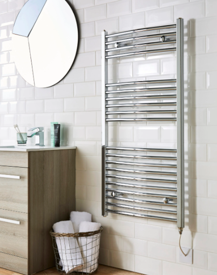 Kartell 500x1200mm Straight Electric Heated Towel Rail Chrome - ESTR512C