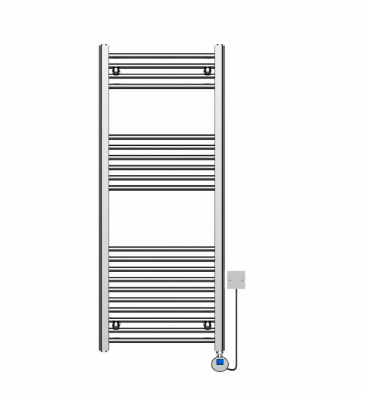 Kartell 500x800mm Thermostatic Straight Electric Heated Towel Rail Chrome - ETSTR508C