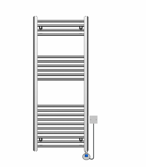 Kartell 500x1000mm Thermostatic Straight Electric Heated Towel Rail Chrome - ETSTR510C
