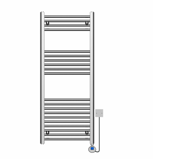 Kartell 500x1200mm Thermostatic Straight Electric Heated Towel Rail Chrome - ETSTR512C