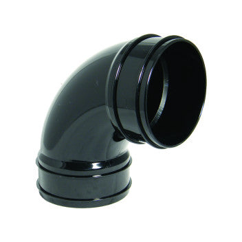FloPlast SS561B 110mm Solvent Soil Pipe 92½° Double Socket Bend - Black