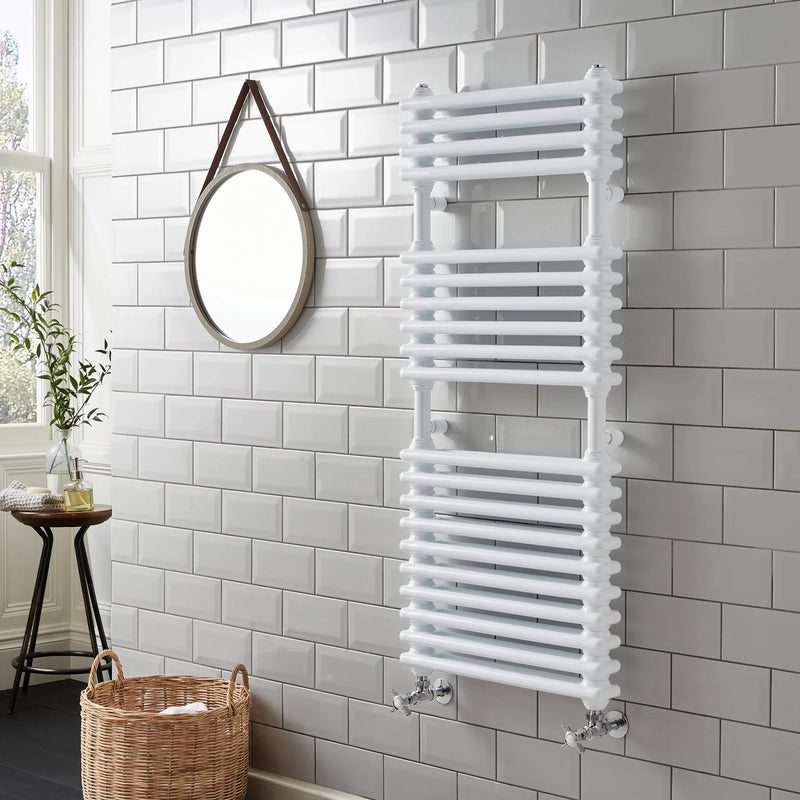 Kartell Kolumn Dual Column 1100x500mm Heated Towel Rail White - KOL1140-500WT
