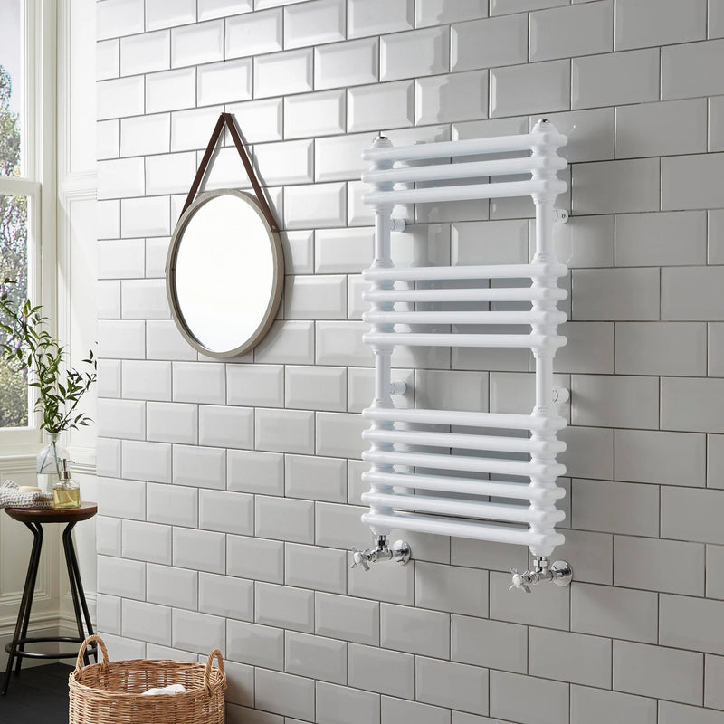 Kartell Kolumn Dual Column 800x500mm Heated Towel Rail White - KOL832-500WT