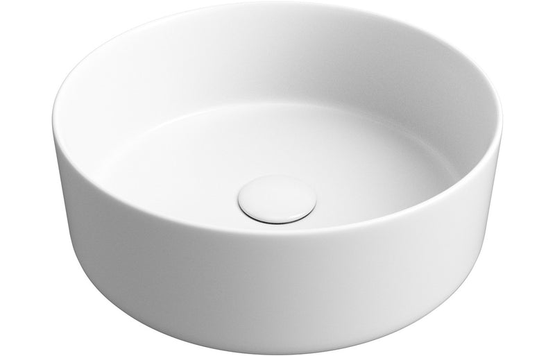 Cranbrook 355mm Ceramic Round Washbowl & Waste - Matt White - KPSB100508