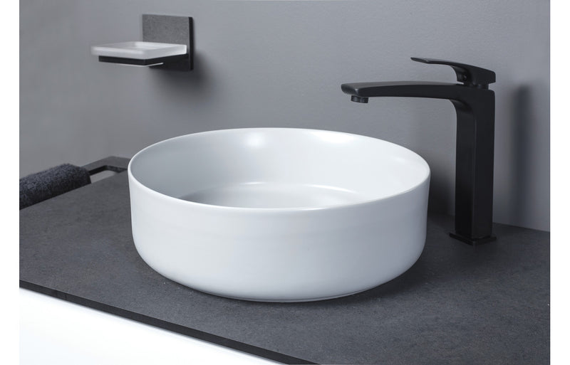 Cranbrook 355mm Ceramic Round Washbowl & Waste - Matt White - KPSB100508