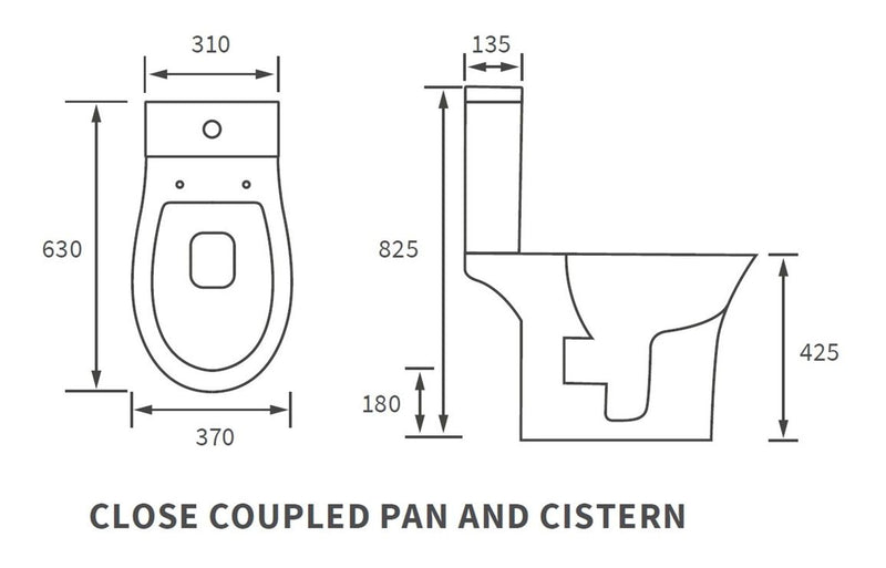 Langley Rimless Close Coupled Open Back WC & Soft Close Seat - KPSB100522