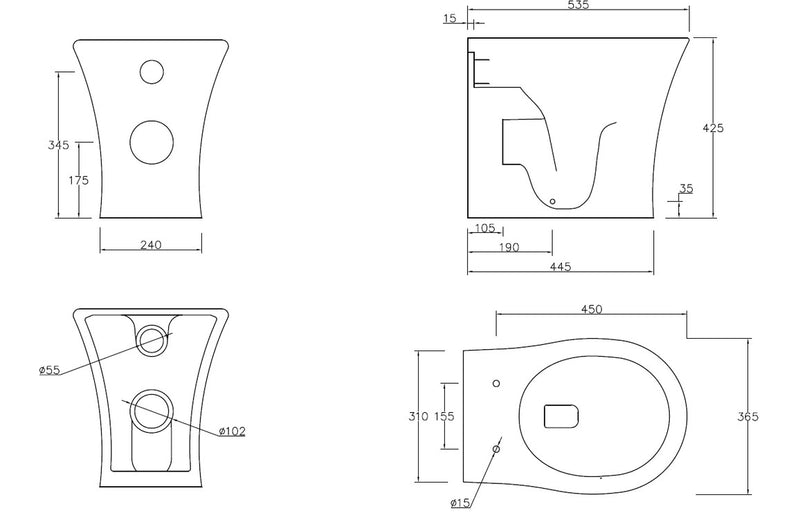 Langley Rimless Back To Wall WC & Soft Close Seat - KPSB100525