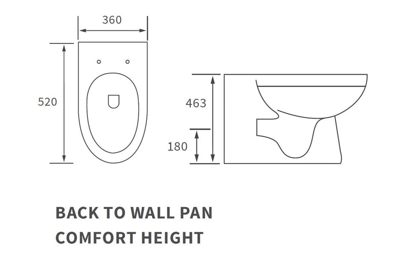 Rainham Rimless Back To Wall Comfort Height WC & Soft Close Seat - KPSB101517