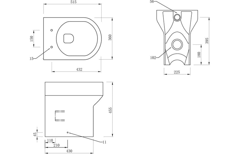 Rainham Rimless Back To Wall Comfort Height WC & Soft Close Seat - KPSB101517