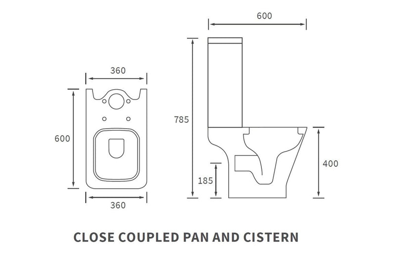 Ash Rimless Short Projection Close Coupled Open Back WC & Wrapover Soft Close Seat - KPSB101521