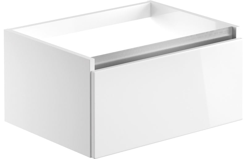 Lavender 600mm 1 Drawer Wall Hung Basin Unit (No Top) - White Gloss - KPSB101525