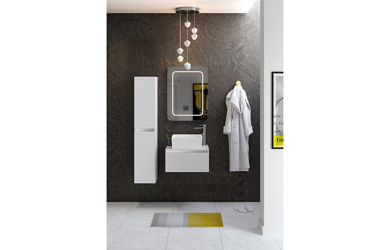 Lavender 600mm 1 Drawer Wall Hung Basin Unit (No Top) - White Gloss - KPSB101525