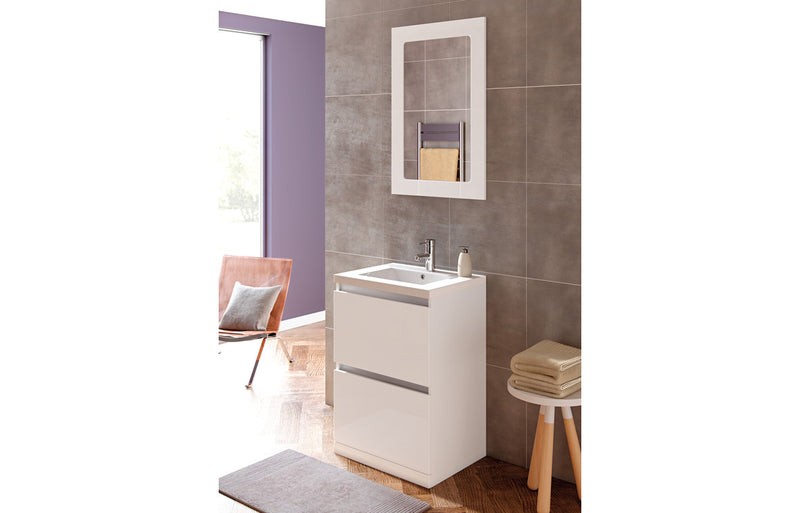 Lavender 615mm 2 Drawer Floor Standing Basin Unit Inc. Basin - White Gloss - KPSB101528