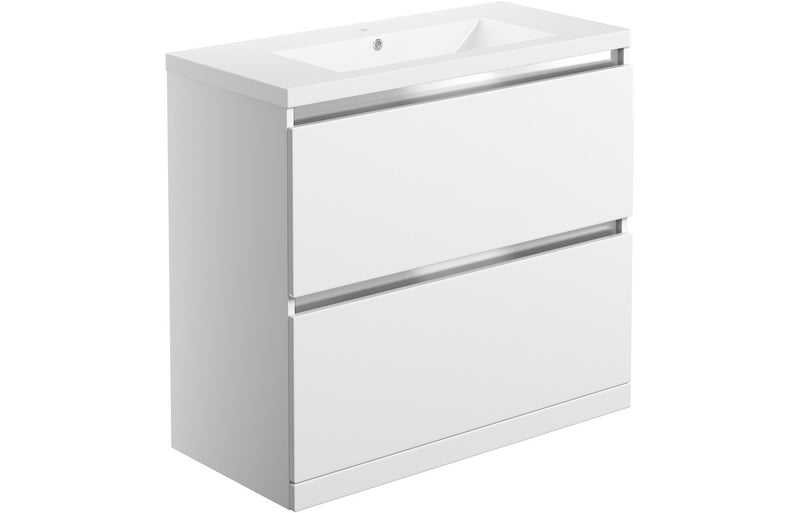 Lavender 815mm 2 Drawer Floor Standing Basin Unit Inc. Basin - White Gloss - KPSB101530