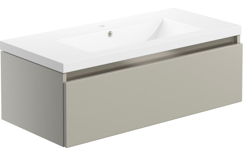 Lavender 815mm 1 Drawer Wall Hung Basin Unit Inc. Basin - Matt Latte - KPSB101551